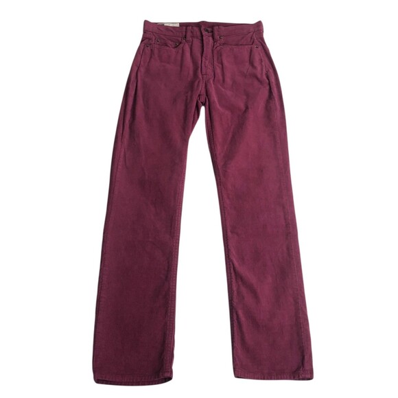 GAP Cigarette High Rise Pants Womens 25 0R Burgundy Corduroy Straight Leg Retro - Picture 1 of 13